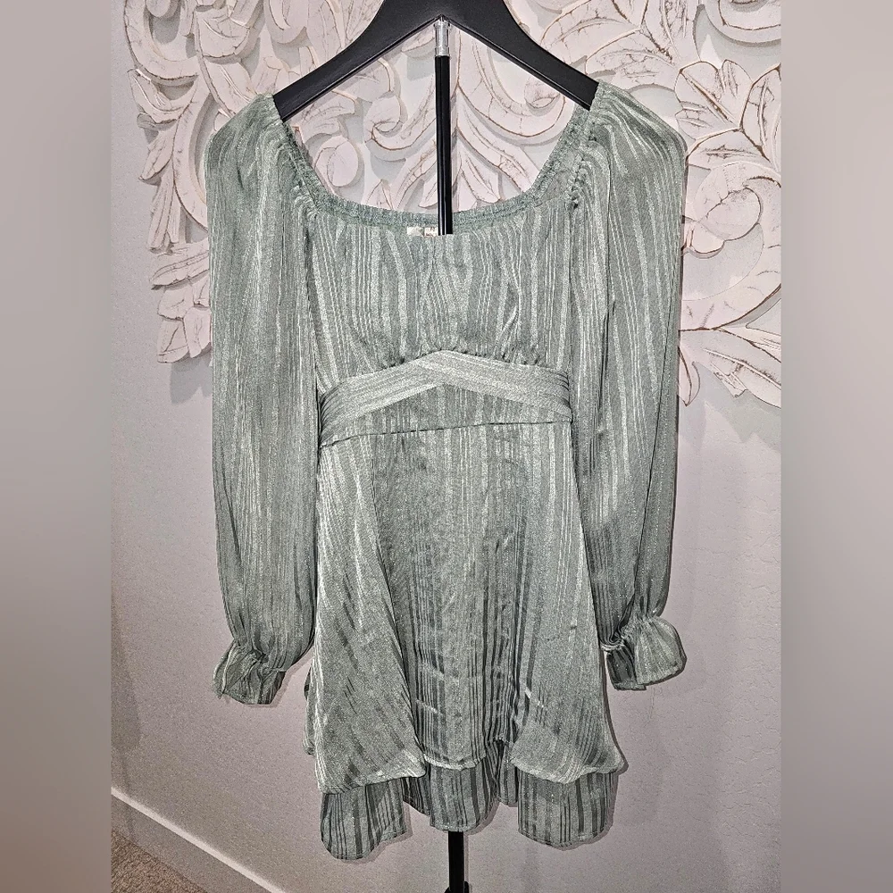 NWT Elegant Two Tone Soft Green Girl's Dress